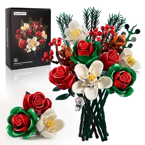 Supreowls DIY Mother’s Day Brick Bouquet – Festive Red & Green Flower Set for Adults, Cozy Spring Home Decor or Seasonal Gift for Mom, Mother’s Day & Valentine’s Gift