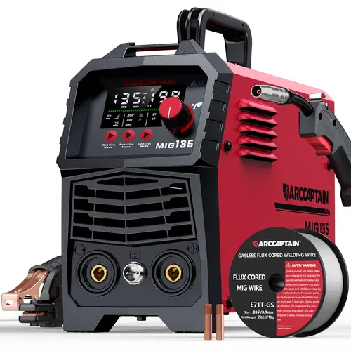 ARCCAPTAIN 2025 Newest 3 In 1 Portable Welding Machine for Beginners & DIY Pros, 135A 110V IGBT Inverter Welder with Large LED Display, Synergic MIG, Flux Core Gasless MIG, Lift TIG, Stick, 2T/4T Arc Control, Cooling on Demand, Tool Upgrade toolupgrade