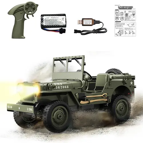 JJRC C8815 1:10 Remote Control Hobby Tactical Command Vehicle - 4WD, Linked Steering Control, All-Terrain, LED Headlights, Independent Searchlights, Searchlight Locking System, Steering Wheel Linkage, Kids' Toy for Outdoor Use & Static Collection