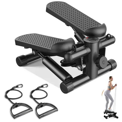 Mini Stepper for Exercise at Home, Stair Stepper Machine with Resistance Bands, Compact Cardio Step Machine, Adjustable Workout Equipment for Home Office Small Spaces Home Fitness Equipment
