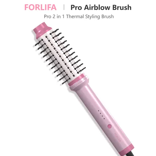FORLIFA-Pro Blowout Boost Negative Ion Thermal Brush Styler - Adults’ 2-in-1 Multifunctional Styler with AirBlow Tech, Straightening Comb, 300℉-420℉ Temp, 1.2B Ions, Frizz Control, Triple Protection, Anti-Tangle Glide, Detangling, 120-240V Universal Plug