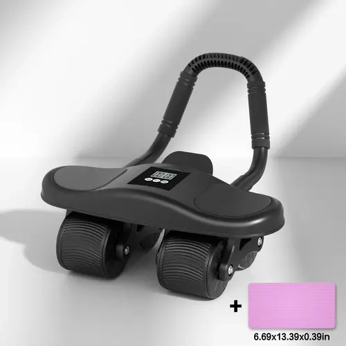 HXD-ERGO Ab Wheel 2-in-1 Abs Workout Machine - Flat Support, Timer & Phone Holder for Effective Core, Stomach Workout Equipment, Compact Size Home Gym Trainer (6.69x13.39x0.39in)