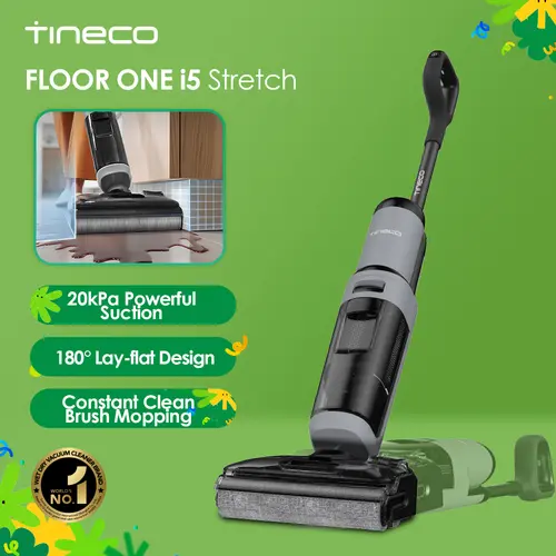 TINECO FLOOR ONE i5 Stretch Wet Dry Vacuum Cleaner 20kPa Powerful Suction 180° Lay-flat Anti-Tangle Dual-sided Edge Cleaning 30 Minutes Runtime Large Capacity Water Tanks, Cordless Stick Vacuum summerwins