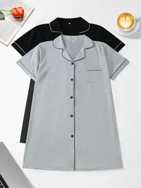 Women's Nightdress Set, Comfortable Casual Minimalist Fitted Aesthetic Homewear, Spring Summer Autumn Sleepwear Loungewear, Ladies Home Clothing, 2 Piece Outfit