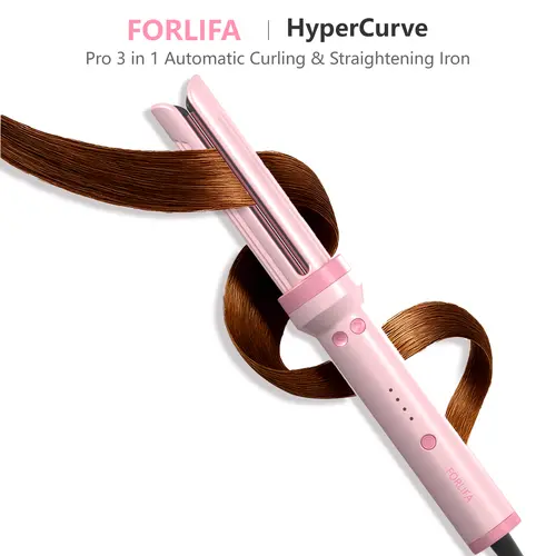 FORLIFA Pro HyperCurve 3-in-1 Automatic Curler & Straightener, 5 Min Quick Styling, 360° Cooling Airflow, 1.1Billion Negative Ions, Triple Hair Protection, 2-Way Rotation, Anti-Scald, Anti-Tangle Hair Styling Tool, Summervibes