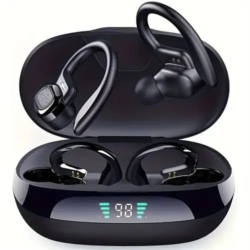 MSHUKCOE Wireless Bluetooth Earbuds - 30hrs Playtime, 50Hz Frequency, Chargeable Headset with Button Control, Charging Case, LED Battery Indicator, Earhook, IPX5 Waterproof, HD Voice, Multi-Connection, Cable Management for Sports & Phones