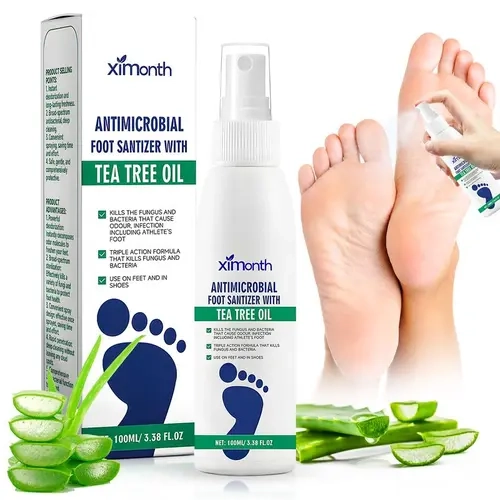 Tea Tree Oil Foot Spray - Plantar Moisturizing Deodorant for Odor Control & Dry Feet Care, Natural Foot Sanitizer with Antifungal Properties,Ximonth Clear Foot Sanitizer Spray,for Foot & Shoe Freshness