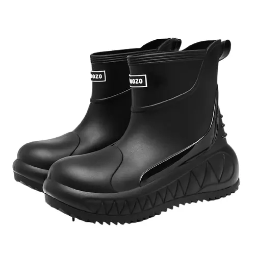 Men's Waterproof Rain Boots, Outdoor Sports Boots, Short Fashionable Non-Slip Wear-Resistant Rubber Shoes, Kitchen Fishing Car Wash Water Shoes, One-Piece Slip-On, Protective Footwear