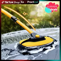 【DealsForYouDays】43'' Long Handle Car Wash Mop, 15° Ergonomic Design, Microfiber Material, Avoid Scratching, Retractable Aluminum Pole(Durable), Suitable for Cars, Truck, SUV and Home Cleaning - Auto Wash Accessories! Fathers Day Gift! Labor Day Gift!
