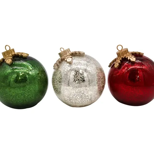 LumaBase B/O Glass Tabletop Christmas Ornaments , 3ct