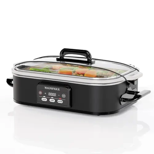 4-Quart Countertop Slow Cooker Casserole Crock Kitchenware - Locking Lid, Adjustable Temp, Keep-Warm for Cozy Meals, Non-Stick Coated Pan, Oven-Safe & Dishwasher-Safe, Heat Resistant, Ideal for 3-4 People