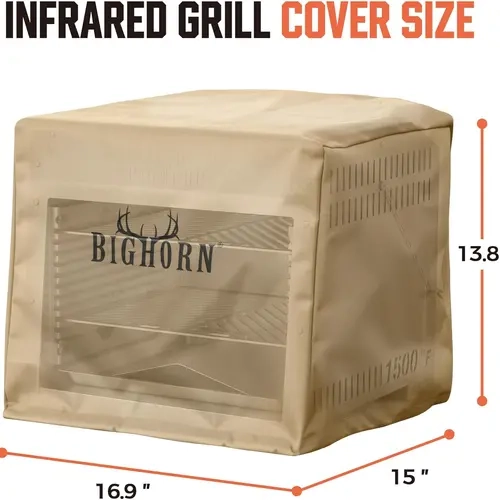 BIG HORN OUTDOORS BBQ Grill Cover - Heavy-Duty Adjustable Oxford Fabric, Waterproof Seal, Wind-Resistant, Anti-UV Layer, Double-Needle Sewing, Tear-Resistant, Snug Drawstring, 16.9"x15"x13.8", Adjustable Fit Dust Protector for IR Grill Outdoor Gear