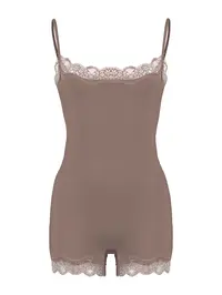 Women's Basic Solid Color Spaghetti Strap Lace Trim Seamless Bodysuit Underwear Control Shapewear Body Shaper Shapewear Lace Bodysuits Body Shaping Underwear