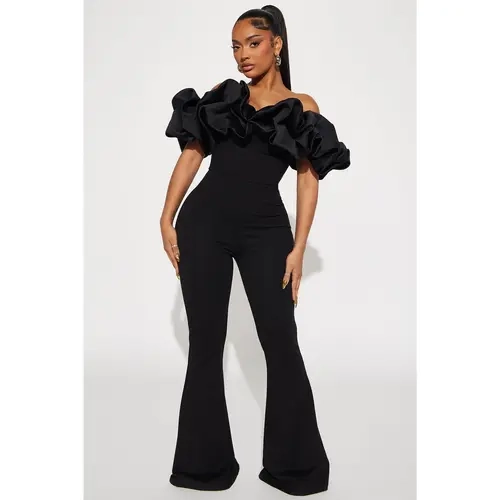 Ruffle Affair Jumpsuit - Black
