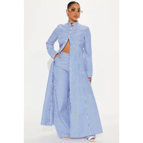 Yacht Trip Stripe Pant Set - White/Blue