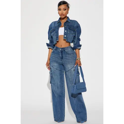 Devil In Disguise Cargo Straight Leg Jeans - Medium Wash