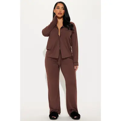 In The Morning PJ Pant Set - Chocolate