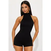 Serenity Backless Halter Romper - Black