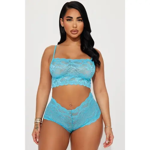 Sultry Moments Lace 2 Piece Set - Turquoise
