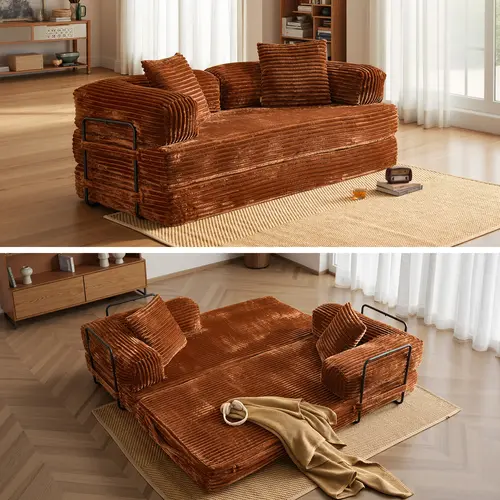 Boneless Cloud Couch Sofa Bed,Comfy Loveseat Folding Sofa Bed, Upholstered Fold Out Couch Bed, Multi-Functional Folding Couch Bed with Pillows, Lazy Sofa for Living Room, Guest Room, Dorm,Apartment,Free Combination