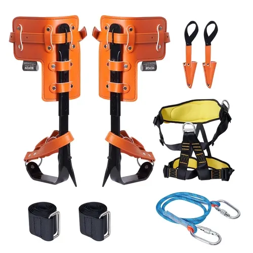 【toolupgrade】VEVOR Forged Steel Spikes Arborist Tree Climbing Set, High-Strength Corrosion-Resistant Gear, 13.2"-17" Adjustable Height, Triple Layer Breathable Padding, Rope & Harness Set, TPU Straps, 350 lbs Capacity, Unisex, ASTM Certified, Accessories
