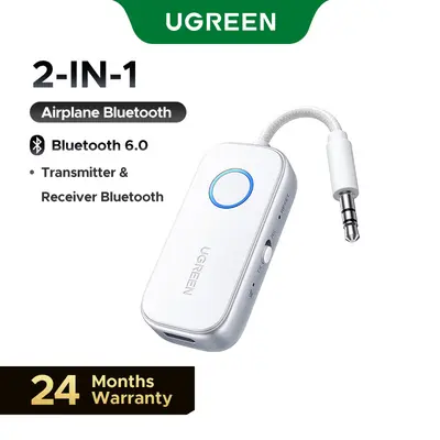 UGREEN Airplane Bluetooth 6.0 Transmitter Receiver for 2 Airpods or Headphones, Airplane Travel Essentials 2-in-1 Wireless Bluetooth Adapter, 3.5MM AUX Jack Adapter on Flight, TV, Car Stereo,DealsForYouDays