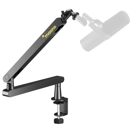 MAONO BA92 Black Low-Profile Aluminium Alloy Boom Arm - 4.4 lbs Fully Adjustable Swivel Mic Arm with Built-In Cable Management, Desk Mount Clamp, Heavy-Duty Thread Fit Stand, 90° to +90° Tilt, 3-Year Manufacturer Tech Support for Gaming, Content Creation