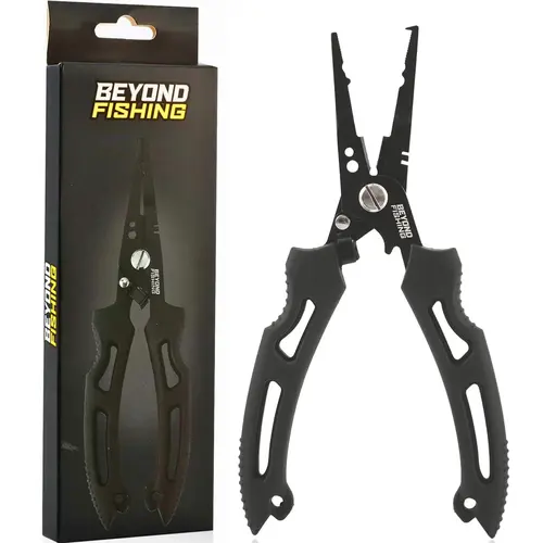 Beyond Braid QuickRig 7in Fishing Tackle Pliers - Multifunction Stainless Steel Split Ring Tool with Line Cutter, Crimper, Corrosion Resistant, Spring Loaded Design