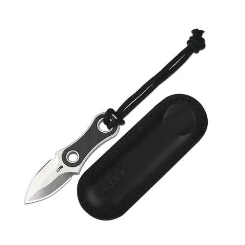 CJRB Knap Full-Tang Fixed Blade Knife with Sheath, 1.18in AR-RPM9 Powder Steel (HRC59-61) Blade, 0.52oz Compact Ergonomic Carbon Fiber Grip, Corrosion-Resist PVD, EDC Survival Gear for Adults Outdoor Camping