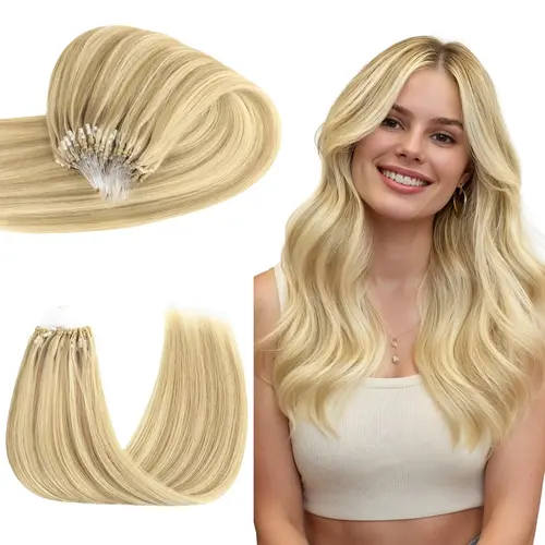 GOO GOO Micro Link EasyFit Remy Human Hair Extensions, Cold Fusion, 14-24Inch 50-100g Invisible Glueless Micro Loop Hair Extensions Real Human Hair Silky Straight Natural Hair Extensions #sohochic #TikTokShopFallDealsForYou