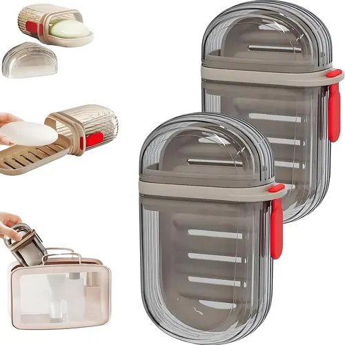 Transparent Leakproof Plastic Soap Dish with Lid - 4cm Height, 6.5cm Width, Rinse-Wipe Clean Portable Bathroom Accessory Box for Camping, Gym
