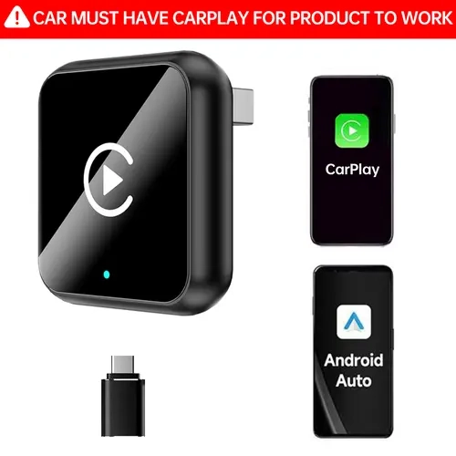 Yurnlv 2026 Wireless CarPlay Adapter for iPhone/Android - Quick Connect, Hands-free Calling Support, CarPlay Dongle with Electronic Charger
