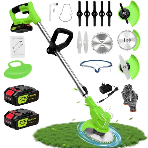 【DealsForYou】KEPEAK Electric Weed Trimmer 3 in 1 Cordless Battery Powered Grass Trimmer Edger Brush Cutter with 2 Batteries Stringless Design Lightweight for Lawn Garden Yard, Perfect Gift Ideas SummerVibes