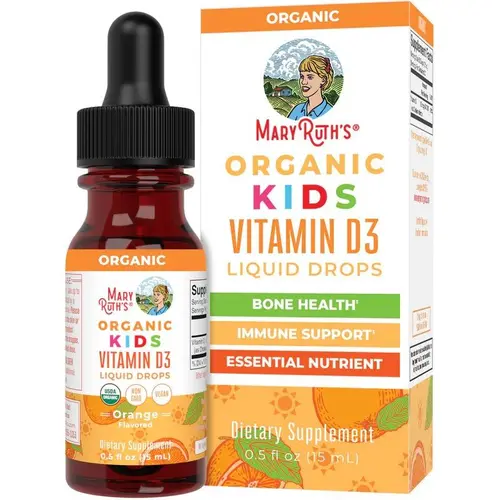 MaryRuth's USDA Organic Vitamin D3 Liquid Drops for Kids – 640 IU Per Serving – Immune & Bone Health Support – For Ages 4–13 – 0.5 Fl Oz – 30 Servings