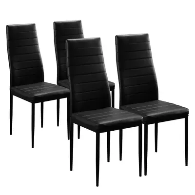 Karl home Dining Chairs Set of 4, PU Leather Balck Kitchen Chairs with Padded High Back & Foot Cap Protection for Dining Kitchen Living Room,300lbs Capacity,Space-Saving