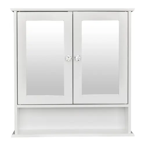 Karl Home Wall-Mount Wood MDF Modern White 1 Double Mirror Bathroom Cabinet Organizer, (22x5.1x22.8)in Stylish Storage Cabinet with Magnetic Feature, Assembly Required