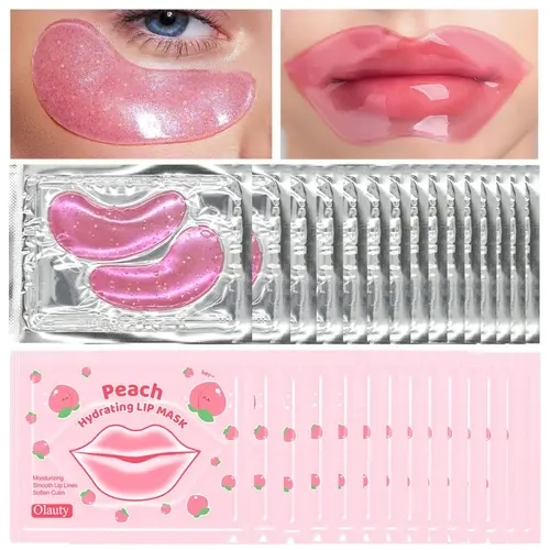 15 Pairs Eye & 15 Pairs Lip Mask – Crystal Gel Eye Patches for Tired Eyes, Hydrating Lip Pads for Daily Care, Smooth Look for Eye Area & Lips, Holiday Gifts