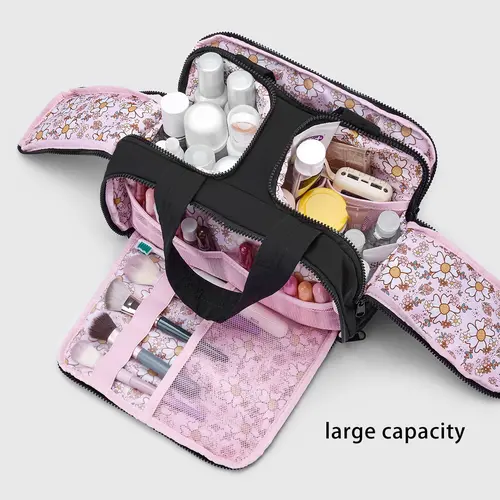 COZYLOUCIA Leak-Proof PVC Floral Toiletry Bag - Cute, Lightweight Cosmetic Organizer with Soft Look, Christmas Gifts for Women, Ideal for Travel, Make Up Storage, Travel Beauty Bag