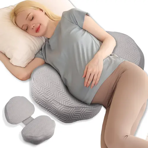 Chilling Home Extra-Large Plus Size High-Density Polyurethane Memory Foam Pregnancy Pillow - Supportive, Breathable, Machine Washable Removable Cooling Cover, Adjustable Back/Belly/Waist Support, Postpartum Use, Upgraded Sleep Aid Wedge