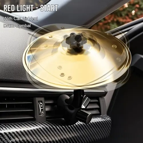 Mini Car Cymbal Accessory - Easy Clip-On Car Interior Decoration, Dashboard Stress Relief Toy for Music Lovers, Durable Compact Air Vent Accessory with Crisp Loud Sound for All Vehicle Types, Fits Dashboards