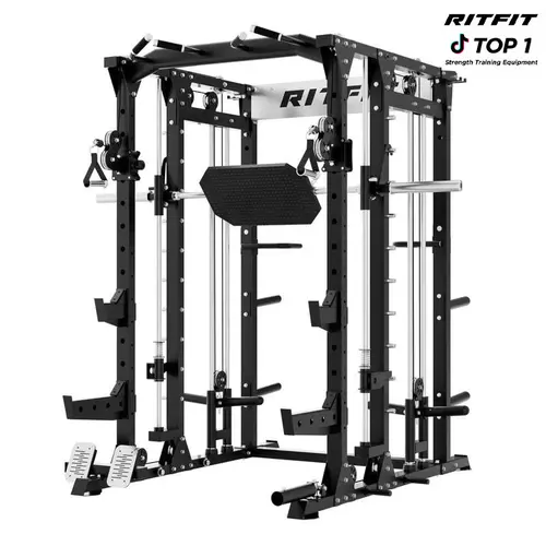 RITFIT BUFFALO Adjustable Smith Machine - Heavy-Duty Compact Unisex Home Gym System with Lat Pulldown Machine, Cable Crossover, Secure Clamp, Multifunctional Fitness Equipment for Strength Training Gym Workout Sets