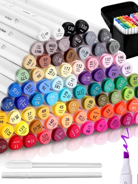 80/120 Color Dual Tip Alcohol Markers - Smooth Blend for Pro Sketching & Creative Projects Colorful Precision Pens with Travel Case, Use Marker Paper or Thick Paper, Avoid Thin Copy Paper, Prevent Ink Bleeding