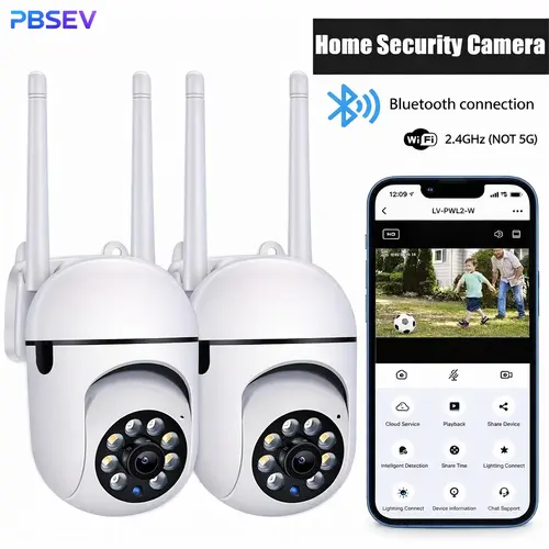 PBSEV Smart Indoor Security Camera, 360° rotation, Bluetooth and Wi-Fi connectivity, Full HD resolution, full-color night vision, motion detection, two-way audio, security monitoring for babies, pets, and the elderly, easy installation, housewarming gift