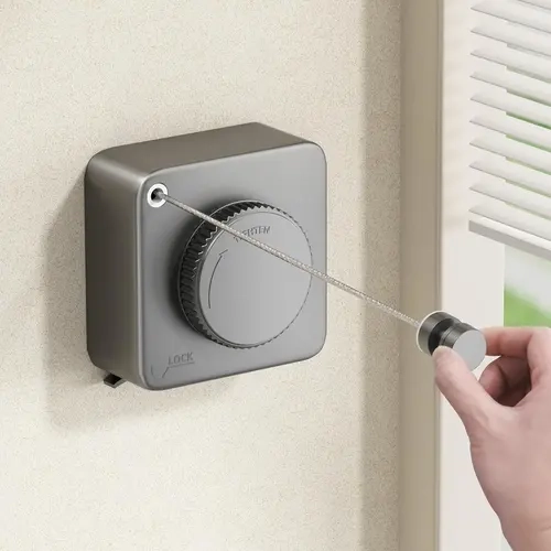 MUSTORN Retractable Clothesline Indoor & Outdoor, Non-Sagging Heavy Duty Stainless Steel Line, 15.1ft Length, Weatherproof & Durable, Wall Mounted, Home Black Laundry Room