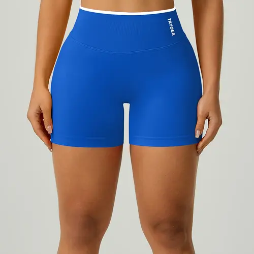 Women's Seamless High-Waisted Yoga Shorts, Colorblock Design, Butt Lifting & Tight Fit, Stretchy Shorts, Ideal for Running & Gym Workouts, Yoga Activewear