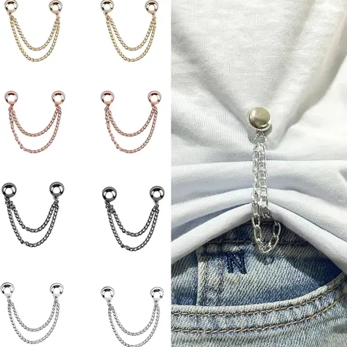 16PCS Magnetic Clothing Clips - Multi-Function Magnetic Buttons with Chain, Strong Magnet Pin for T-Shirt Shortening, Fixing Scarves, Hijab, Collar, Pants Hems & More, Brooch Pin & Sewing Clips in One
