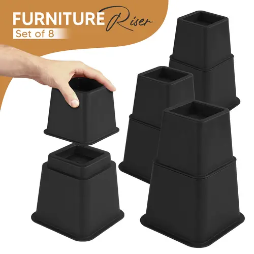 Utopia Bedding Adjustable Underbed Risers - Set of 4 Durable Bedding Accessories, Easy-Install, 3/5/8 in Heights, Heavy-Duty for Couches/Desks, 1300 lbs Support, Desk Lift + Storage, Clutter-Free Space Solution