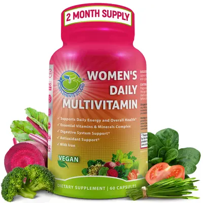 SUPPLEMENTS STUDIO Women’s Multivitamin with Iron - Vegan Multivitamin with Methylated B Vitamins, Biotin, Probiotics & Organic Superfood Blend - Supports Energy & Gut Health - Easy to Swallow - 60 Capsules