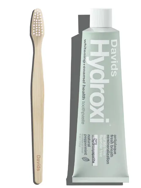 Davids starter kit - Hydroxi™ whitening+enamel health toothpaste w/ nano hydroxyapatite & bamboo toothbrush - TikTok exclusive