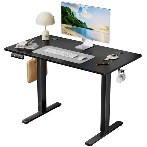 Sweetcrispy Electric Adjustable Height Standing Desk - Ergonomic Desk for Home Office Workstation with Memory Preset, T-Shaped Metal Bracket, Cable Hooks Ready, LED Display Shows Height, Modern Indoor Furniture